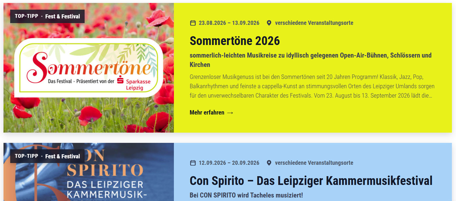 Beispiel eines TOP-Tipps auf der Startseite