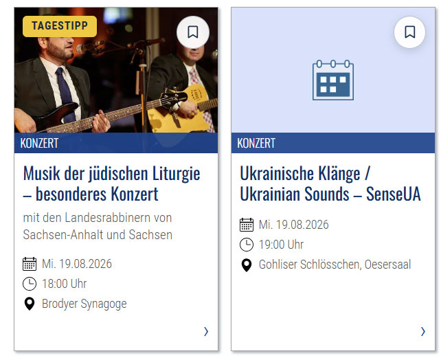 Beispiel eines Tagestipps in Veranstaltungslisten