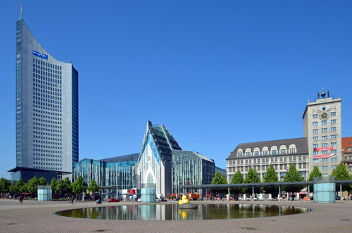 Augustusplatz, City-Hochhaus, Universität und Krochhaus, Foto: Andreas Schmidt, leipzig.travel