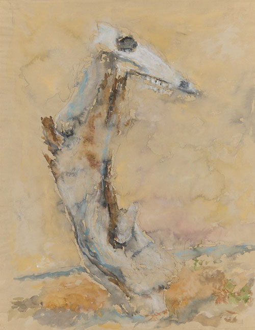 Wurzel mit Tierschädel, 1984, Aquarell, 58,5 x 46 cm