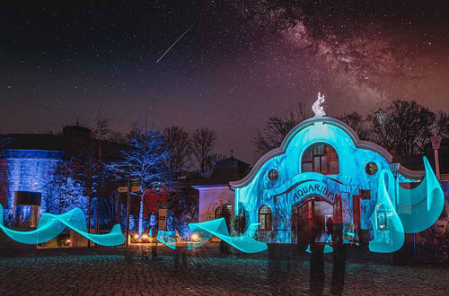 Fassadenprojektion auf dem Historischen Aquarium, © Zoo Leipzig