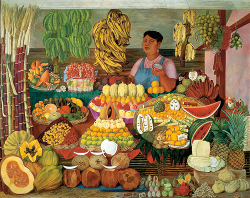 Olga Costa, La vendedora de frutas (Die Obstverkäuferin), 1951, Museo de Arte Moderno INBAL/Secretaría de Cultura, © VG Bild-Kunst Bonn, 2022