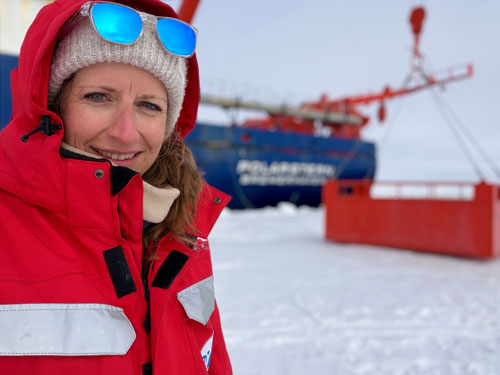 Prof. Dr. Stefanie Arndt vom Alfred Wegner Institut berichtet am 7. Oktober über die internationale Forschungsinitiative Antarctica InSync; Foto: Stefanie Arndt